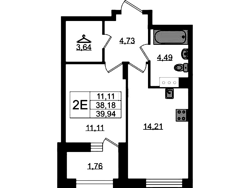 1-комнатная квартира 39.94 м², 10/11 эт., ЖК «VEREN NORT Сертолово»